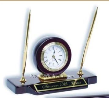 Desk Clock With Pen Set