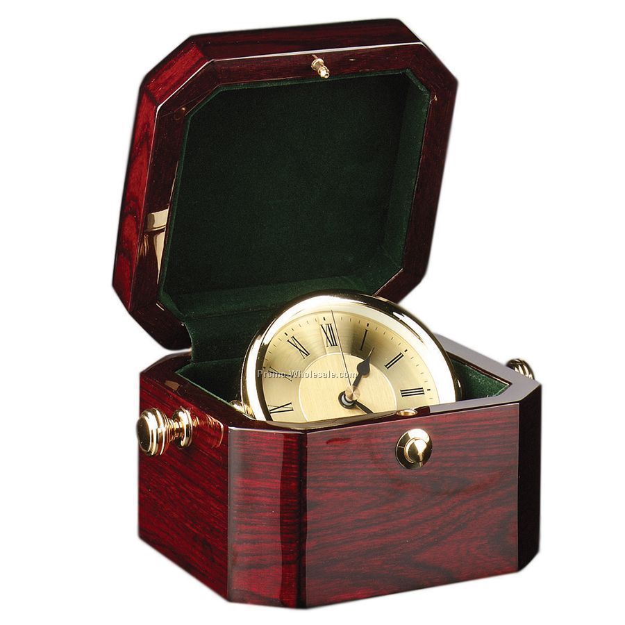 Elegant Rosewood Captain Clock - 5"x 5"x 3-1/2"