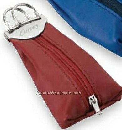 Essentials Elan Red Leather Pouch Keyring 5"x2-3/8"