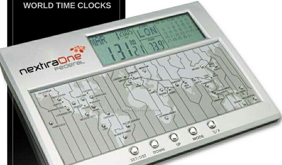 Essentials Vaghi Digital World Clock W/ Calendar & Thermometer 7"x5"