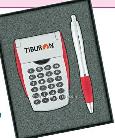 Flip Top Calculator / Ballpoint Pen Gift Set