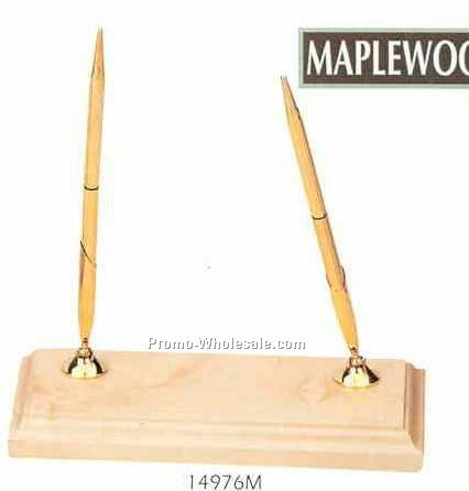 Maple Stand W/Two Gold Pen Set