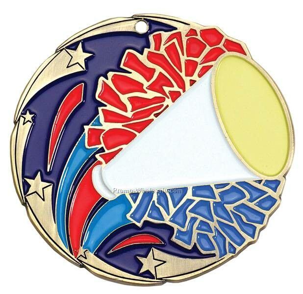 Medal, "cheerleading" Color Star - 2-1/2" Dia.