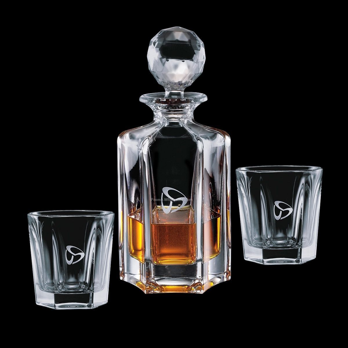 Mercer Decanter & 2 On-the-rocks Glasses