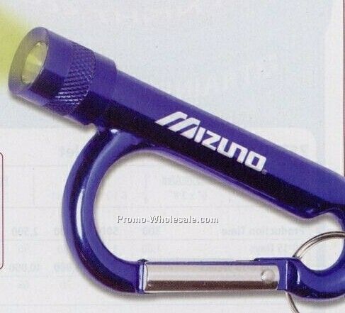 Metal Carabiner Flashlight With Split 4"x1 3/4"x5/8" (Overseas 8-10 Weeks)