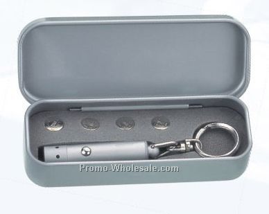 Metal Flashlight W/ White Light In Metal Box (Engraved)