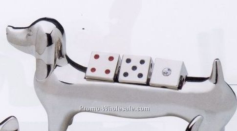 Minya Chrome Plated Dog Stand W/Dice Or Decision Maker