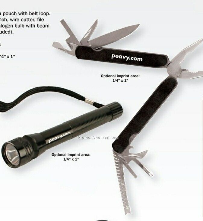 Multi-function Tool W/ Flashlight & Deluxe Pouch (Pad Print)