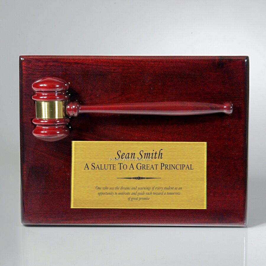 Rosewood Gavel Plaque - 10-1/2"x 13"x 2-1/4"