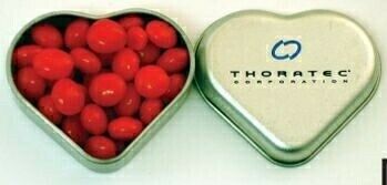 Small Silver Heart Tin Filled W/ Red Hots