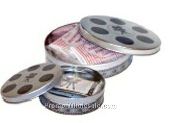 Small Stock Movie Reel Tin W/2 Custom Microwave Popcorn Bags