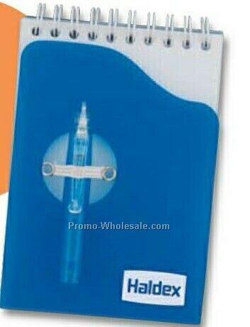 Valumark Blue Spiral Notebook W/ Mini Pen 3-3/4"x5-1/2"x3/8"