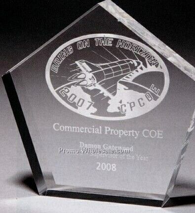 1" Thick Clear Acrylic Pentagon Award (Screen Printed)