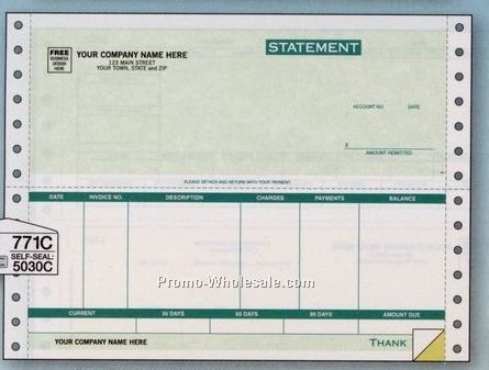 1 Part Parchment Statement (Accpac Compatible/ Bpi Accounting Ii)