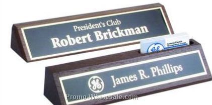 10" Walnut Name Plates With Business Card Holder