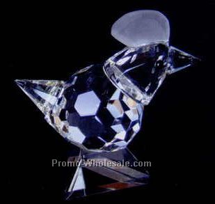 2" Optic Crystal Hen Figurine W/ Frosted Comb