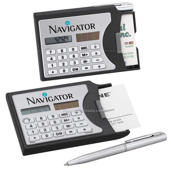 2-1/2"x4" Solar Calculator/ Business Card Holder/ Pen