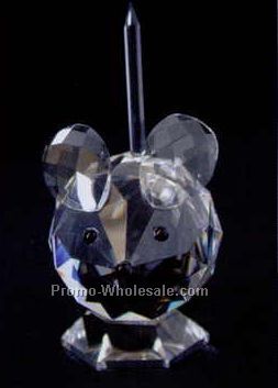 2-1/4 Optic Crystal Mouse Figurine W/ Straight Up Tail