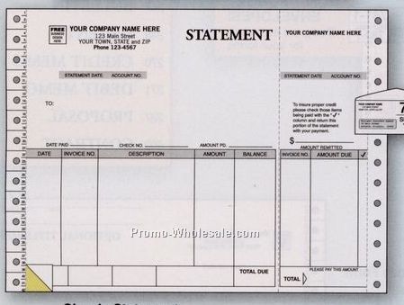 2 Part Parchment Continuous Statement W/ Side Stub