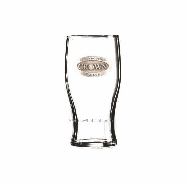 20 Oz. Crystal Pilsner Beer Glass W/ Wide Curved Sides (Pewter Emblem)