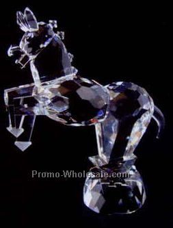 3-1/2" Optic Crystal Horse Figurine W/ Frosted Hooves