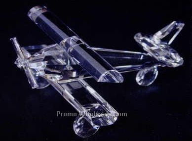 3-3/8" Optic Crystal Airplane Figurine