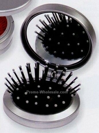 3 In 1 Mirror / Hair Brush / Lint Brush Kit (Silver)