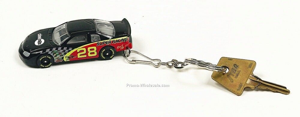 3"x1-1/4"x3/4" Nascar Diecast Keychain With Side Racing Graphics