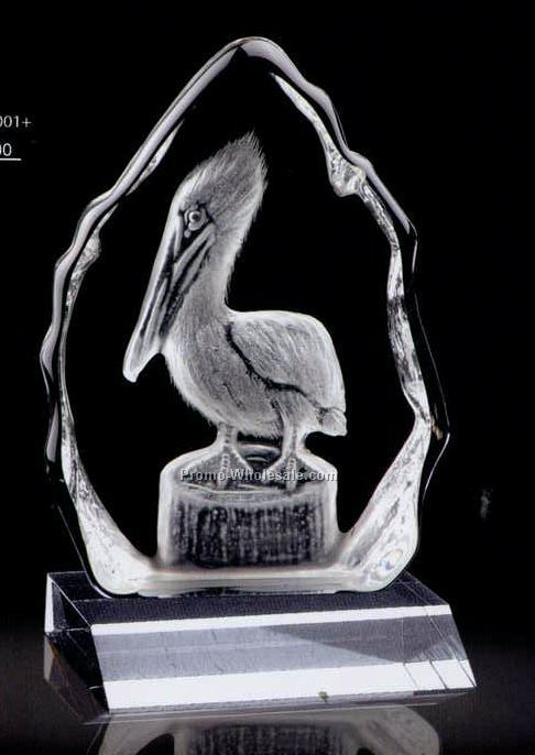 4-4/5" Animal On Base Pelican Crystal Sculpture