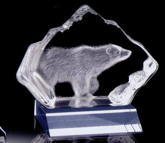 4-4/5" Animal On Base Polar Bear Crystal Sculpture