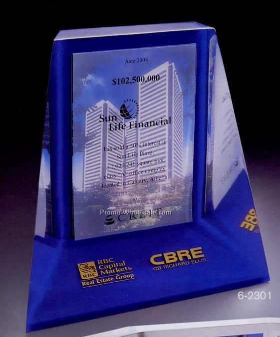 5-3/8"x5-1/8"x2-1/2" Acrylic Trapezoid W/ Slanted Color Bottom & Back Award