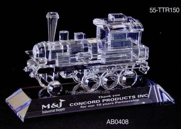 6"x3-3/4"x2-1/4" Optic Crystal Engine Train Figurine