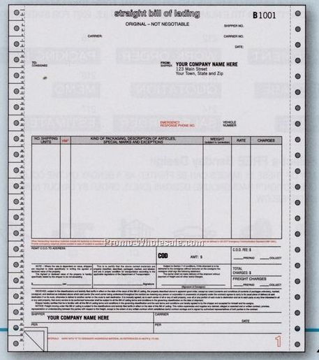 8-1/2"x11" 3 Part Classic Continuous Bill Of Lading