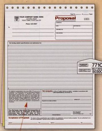 8-1/2"x11" 3 Part Proposal Form W/ Variable Terms