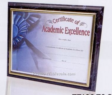 Black Marble Slide-in Certificate Frame Plaque W/ Gold Channel