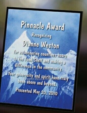 Black Plexiglass Plaque W/ 8-1/2"x11-1/2" Graphic Image Award - 9"x12"