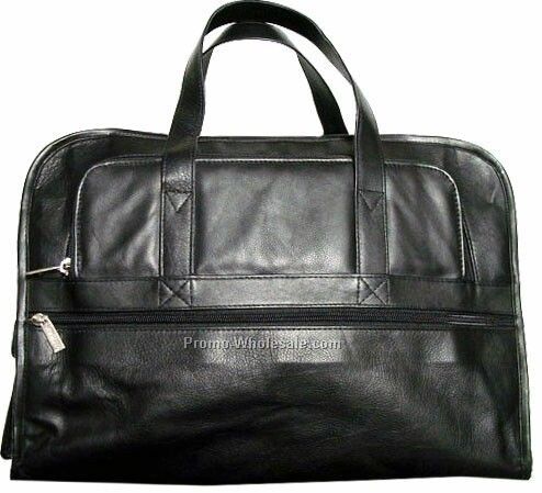 Black Slim Stone Wash Cowhide Conference Briefcase ( 40-1/2cmx31cmx8cm )