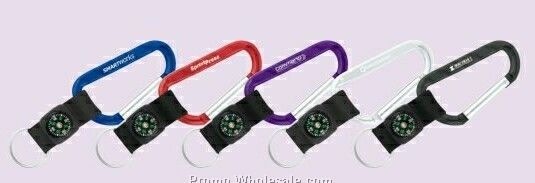 Carabiner Key Tag W/ Lanyard & Built-in Compass