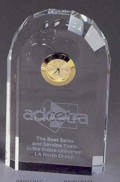 Crystal Awards/Beveled Arch Clock (5"x3"x1")