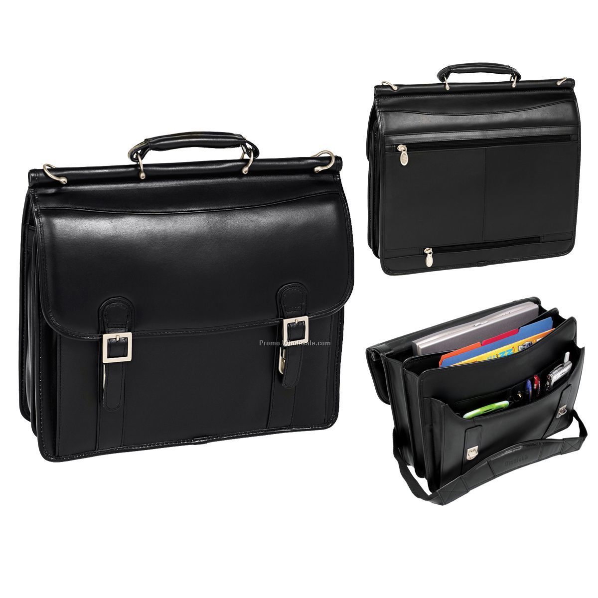 Halsted Leather Double Compartment Laptop Case