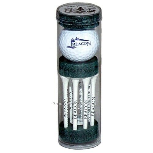 Long Golf Tee Combo Pack In Tubes (8 Tees/ 1 Ball Marker/ 1 Ball)