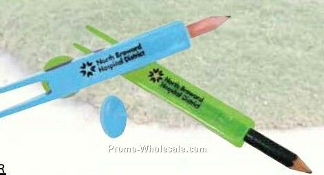 Plastic Divot Tool With Retractable Pencil & Ball Marker