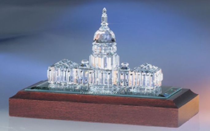 Us Capitol On Base Crystal Figurine