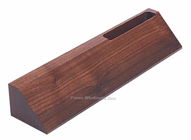 Walnut Desk Wedge And Business Card Holder (Plate Included)