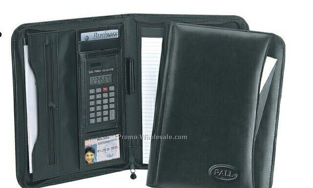 Westminster Leather Zip Portfolio W/Calculator