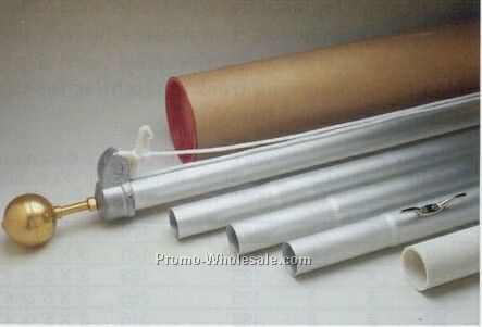 White Finish Aluminum Anodized Patio Flagpole - 5 Sections (20')