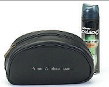 Cowhide Leather Single Zip Shave Kit